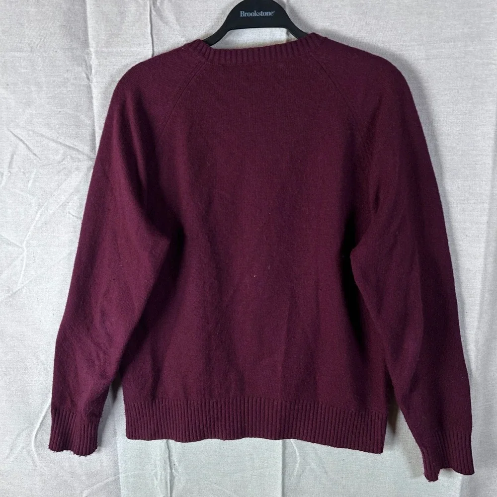 J. Crew Lambswool Blend Raglan Crewneck Sweater Burgundy Maroon Women's Size M - Picture 4 of 7